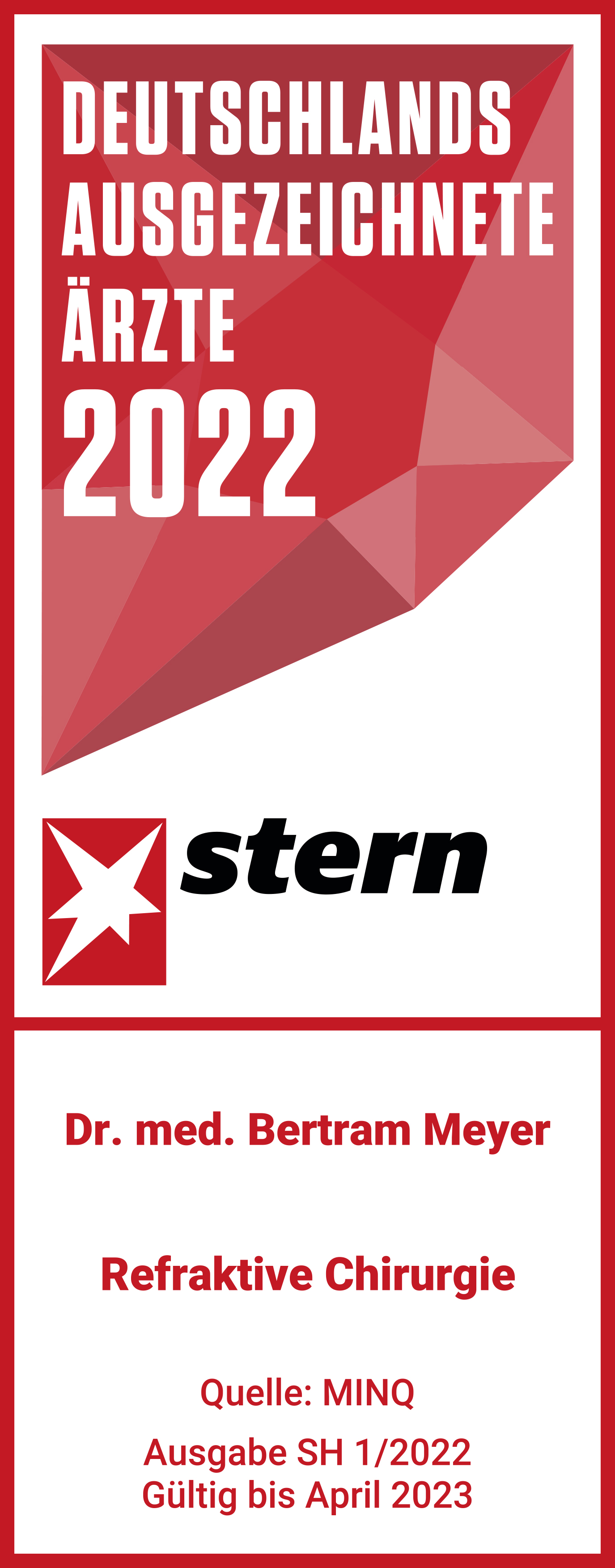 Auszeichnung Stern "Deutschland ausgezeichnete Ärzte 2022"